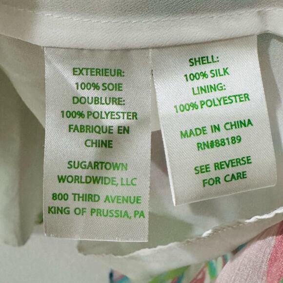 LILLY PULITZER 100% SILK PINK GREEN PRINT OVERSIZED TUNIC DRESS SZ M - Picture 6 of 6